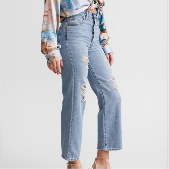 Levi's Ribcage Straight Jeans Hang Up Sz 27 - Picture 2 of 16